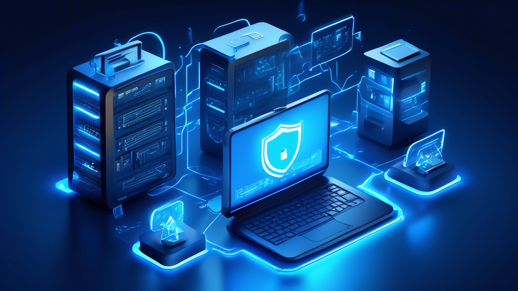 Create a digital illustration of a computer connected to the internet, protected by a glowing blue firewall that resembles a high-tech shield. Show streams of data attempting to breach the firewall but being blocked, symbolizing enhanced security. Incorporate icons of locks, shields, and secure networks in the background to emphasize the importance of online protection.