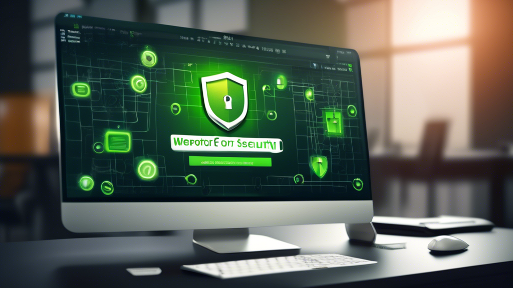 Create a high-resolution digital illustration of a computer screen displaying the Webroot Internet Security Complete software interface. Show the interface as user-friendly with intuitive icons. In the background, depict a shield symbol made of digital binary code, representing strong online protection. Include subtle elements like a padlock, firewall, and anti-virus shield to emphasize comprehensive security. Ensure the overall theme is modern and conveys trust and reliability.